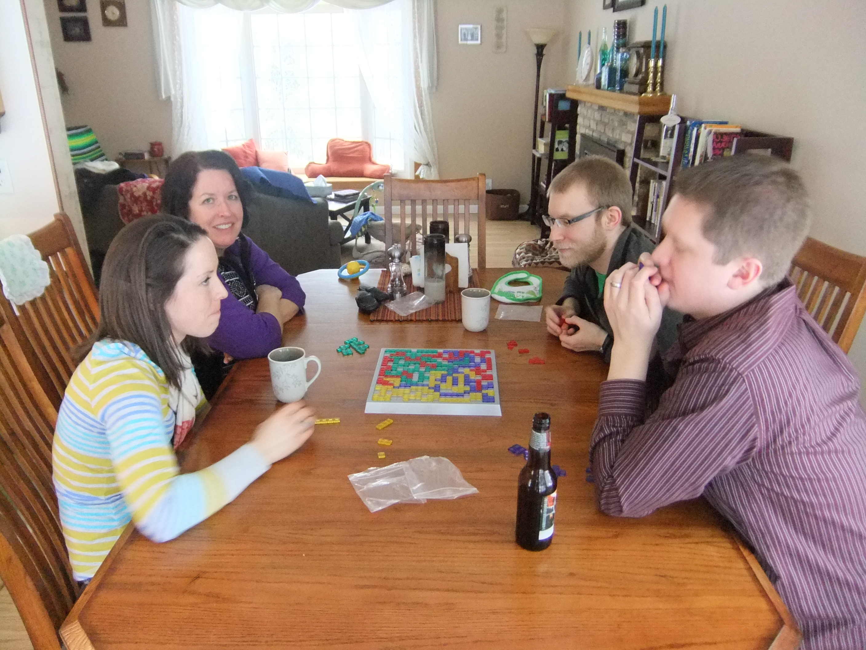 Playing Blokus and drinking RumChata Hot Cocoas. If you don't know RumChata, get to know it today. It will change your world. We use it with root beer, coffee, and hot chocolate.